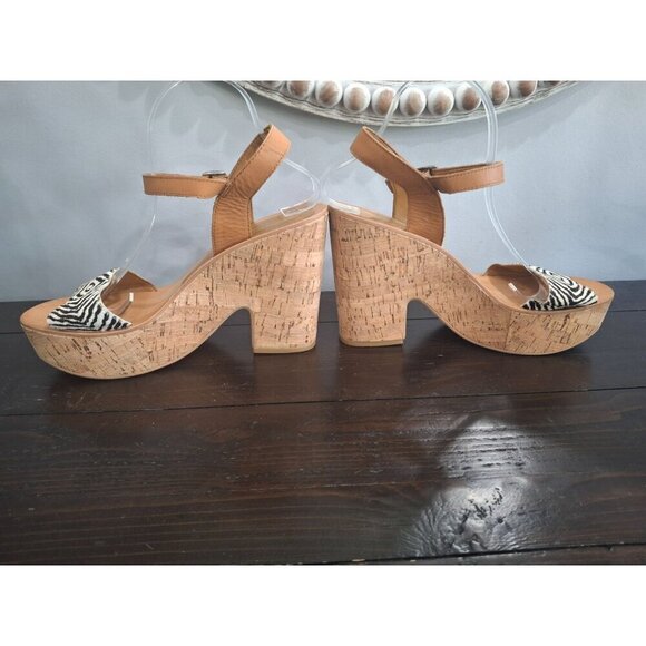 EUC Dolce Vita Animal Print Randi Cork Platform Sandal/Pre-owned, Sz. 10 - Picture 2 of 9